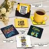 Tea Coasters Set of 6, Beautiful Design with Stand for Tea Cups, Coffee Mugs, and Glasses, Ideal for Diwali Gifting (Inspirational Quotes)