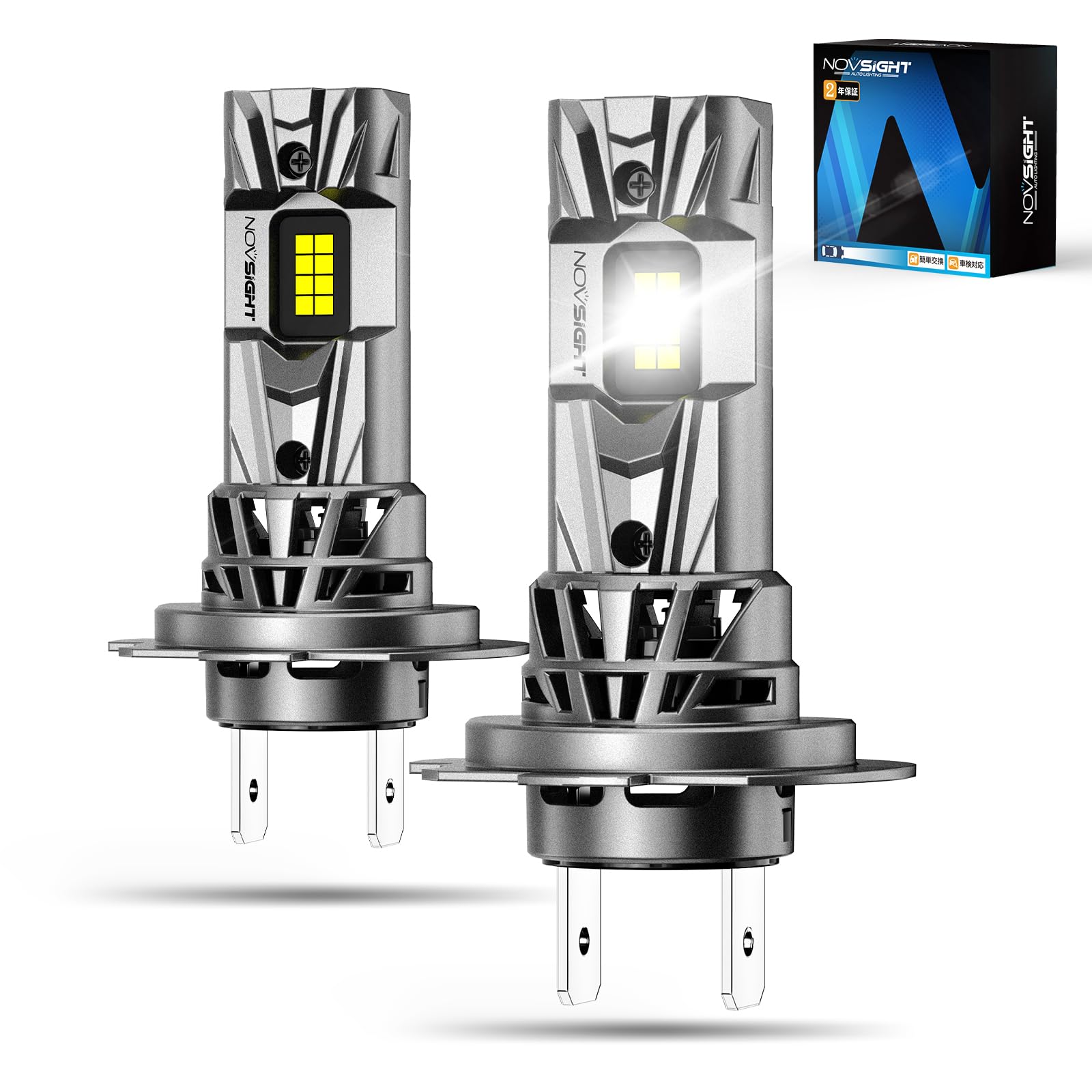 

NOVSIGHT Series H7 LED Headlight for Motorcycles Vehicle Inspection Standard Super 9x Hours of Quiet Easy OEM Integrated Fog 6500K Compatible with