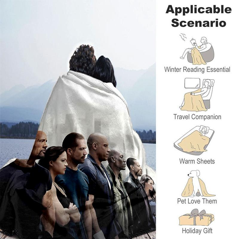 1pc Blanket Fast and Furious Print Design, Lightweight Blanket for Sofa, Bed- Soft &Warm, Gift for All Seasons like Christmas, Halloween
