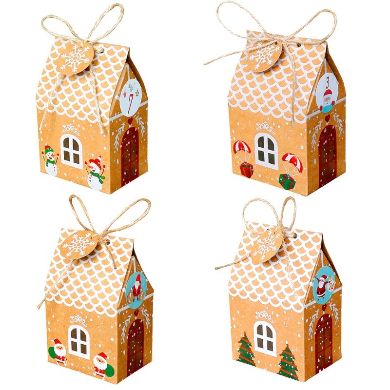 DIY Christmas Advent Calendar Box 24 Sets Xmas House Kraft Paper  Bag for Kids Adult Countdown To Christmas Gift Package