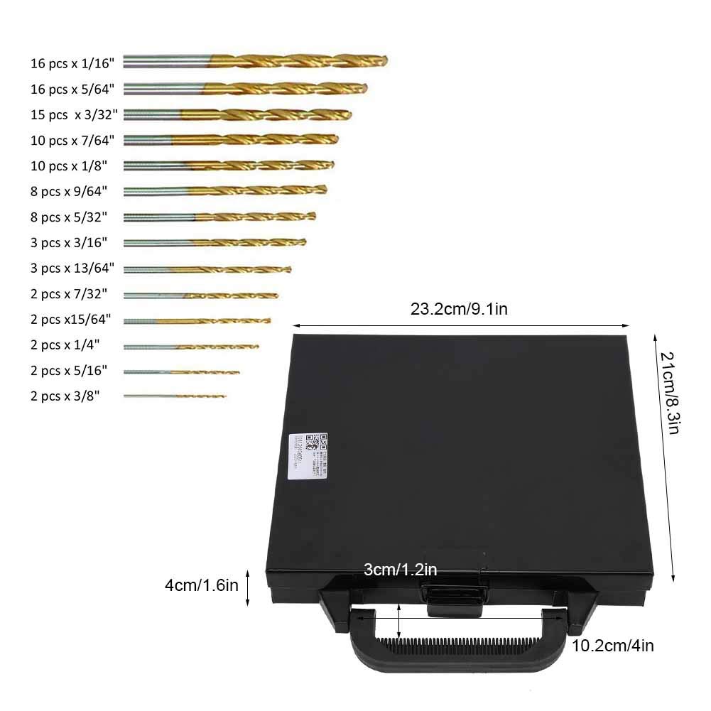 99PCS/Set Twist Drill High Speed Steel Titanium-plated Twist Drill Steel Plate Drill Mixed Drill Plastic Boxes