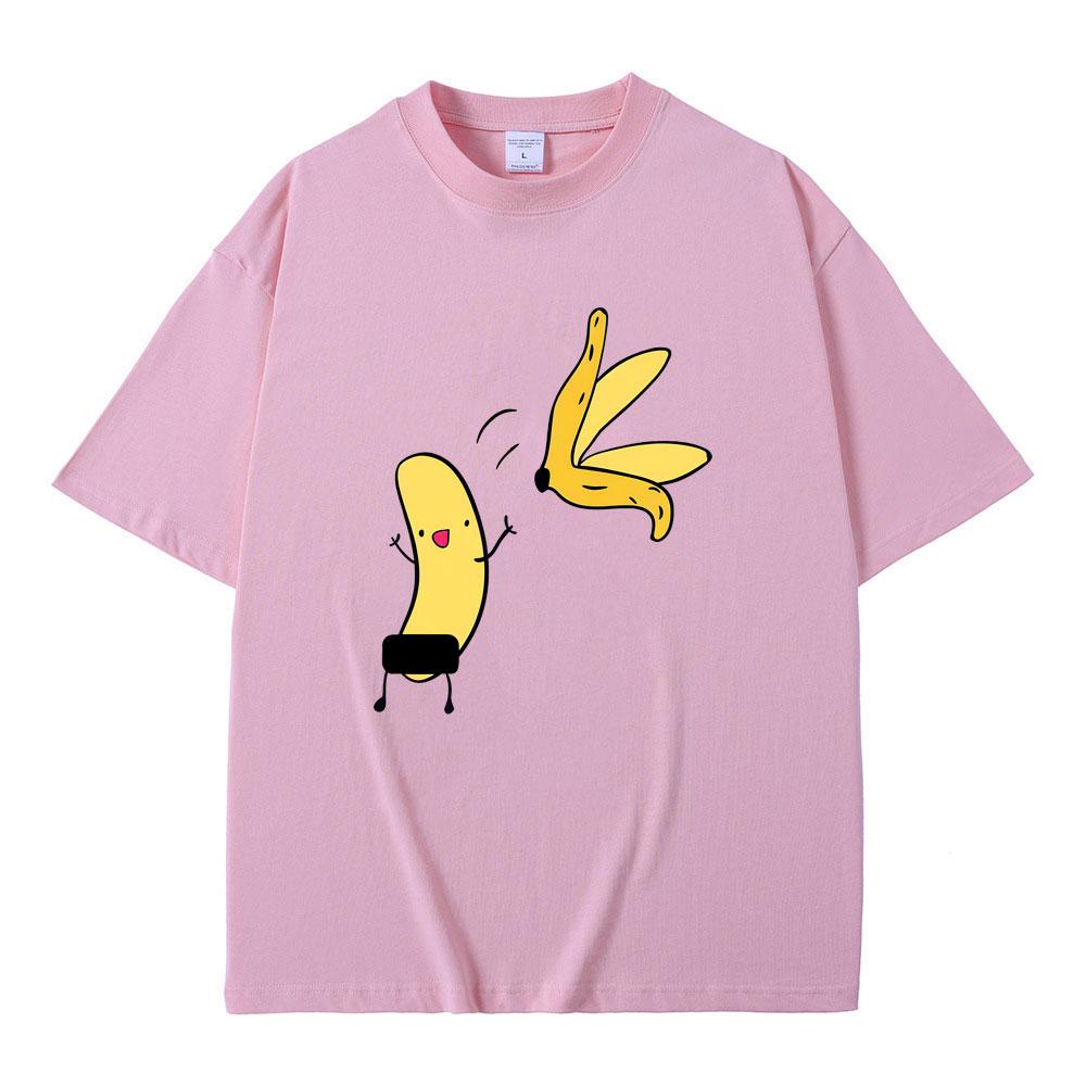 Banana Naked Funny Meme T Shirt Unisex Women Casual Cartoon Humor T-shirt Unisex's 100% Cotton Vintage Oversized Short Sleeve T-shirts