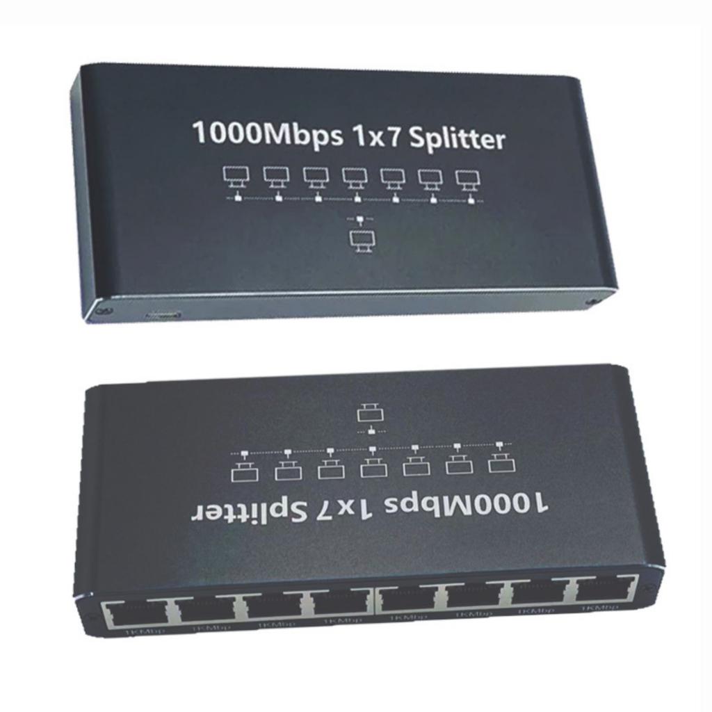 7 Port RJ45 Gigabit Networking Splitter Adapters 1000Mbps Transmission Rate For Routers PC TVs