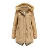 Women's Winter Mid-Length Fleece Detachable Hat Warm Jacket Cotton Coat