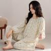 Pajamas women's spring and autumn pure cotton long-sleeved chest pad middle-aged mother autumn 1011 new anti-bumping loungewear