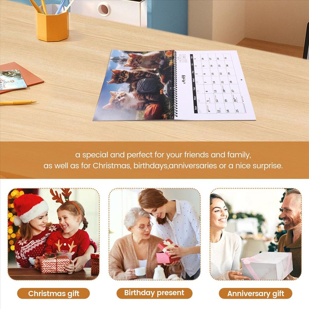 2025+ 2025 Calendar Cats Monthly Wall Calendar, Family Planner Calendar Organizer with Funny Fat Cats Images, for Cats Lovers