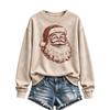 Women's Christmas Print Long Sleeve Crewneck Pullover Sweatshirt Casual Holiday Top