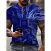 Summer Men Circuit Board Electronic Chip Creative Graphics Fashion Short Sleeve Oversized T-shirt
