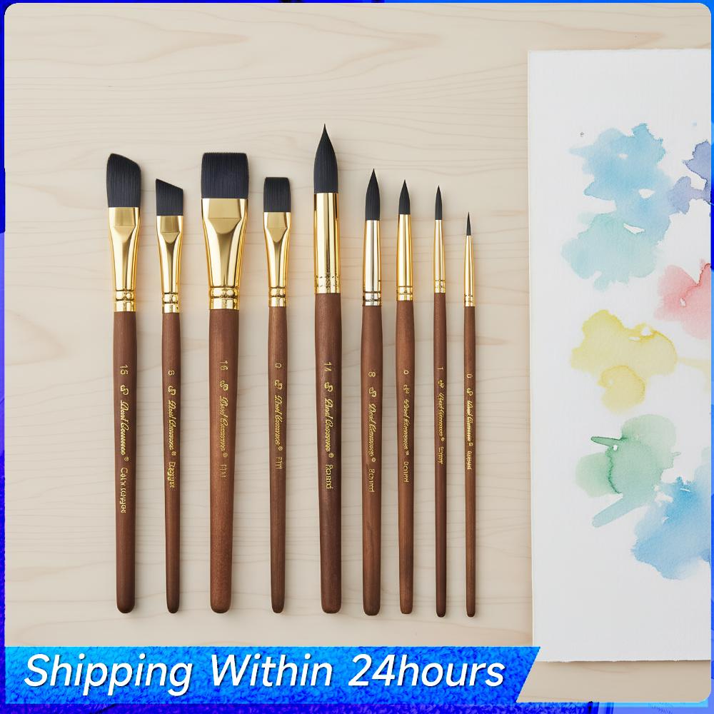 

10 шт. Пензлі для малювання з горіхового дерева з кишеньковим набором плоских пензлів для олійного живопису Багаторазовий набір пензлів для акварелі Художній та дорожній набір China Mainland