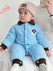 Infant Boys' 6-Month Warm Crawling Suit - 100% Cotton, Hoodless Design