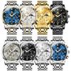 OLEVS Moon Phase Original Mens Watches Classic Three Eyes Waterproof Luminous Chronograph Quartz Wristwatch Brand Watch