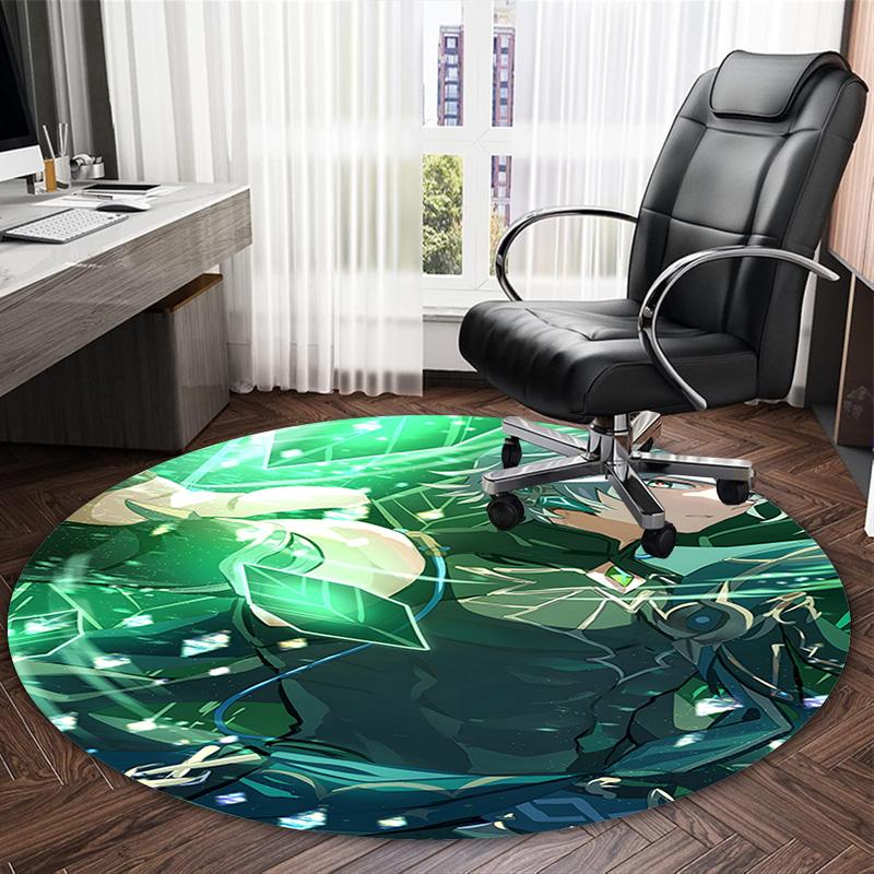 1pc Genshin Impact Alhaitham1 Print Round Carpet Chair Round Carpet Suitable for Bedroom Living Room Home Decorative Carpet