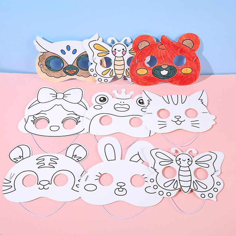 8Pcs Cartoon Animal Painting Mask DIY Graffiti Educational Toys for Kids Birthday Party Favors Kindergarten Prize Pinata Fillers