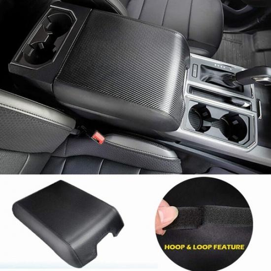 Auto Center Armrest Box Covers Leather Covers Carbon Fiber for Ford F-150 15-20