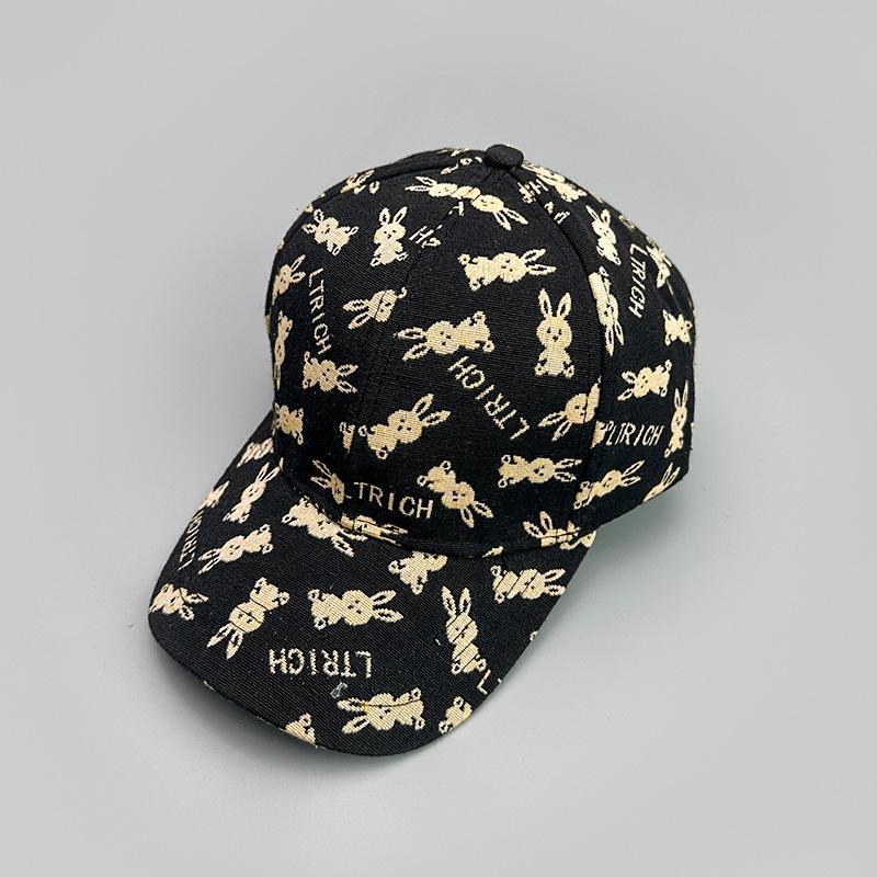 Cartoon Cute Printed Rabbit Letter Baseball Cap Men'S And Women'S Sunshade British Retro Cap