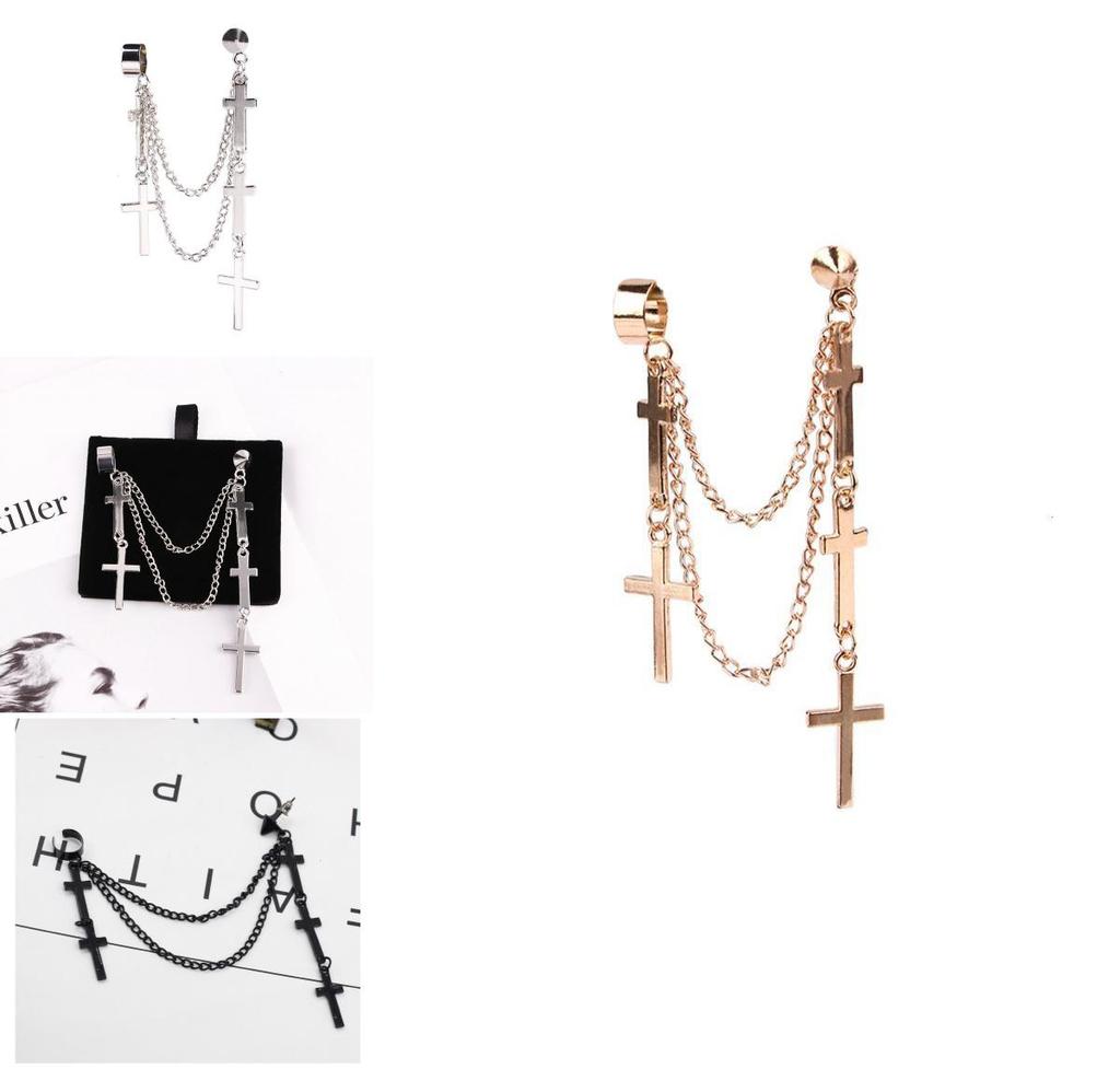 Punk Cross Drop Earrings With Alloy Metal For Womens Fashion Accessories