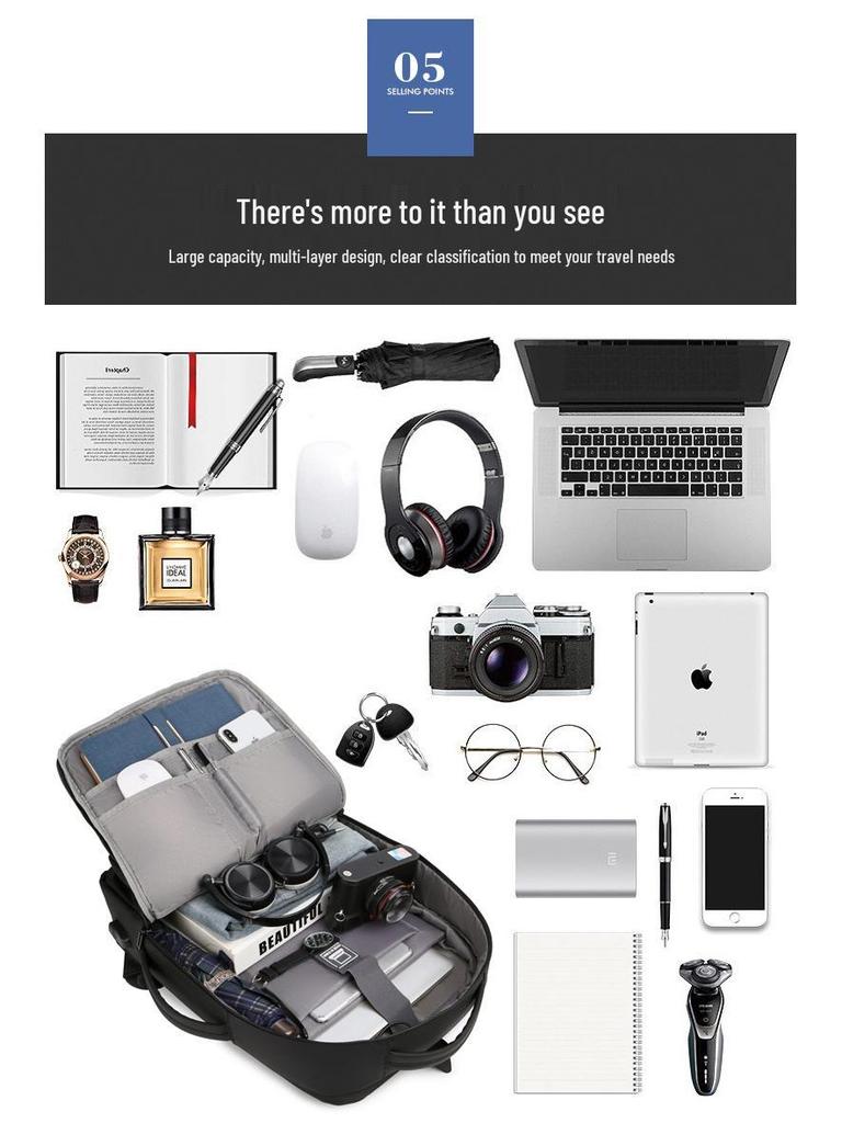 Men's Large-Capacity Multifunctional Business Backpack for Travel, College, and Work