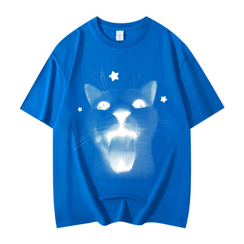 T-shirts Graphiques Meme Chat Drôle Hommes Femmes Vêtements Y2k T-shirts Oversize Tendance Mode Vintage T-shirt Manches Courtes