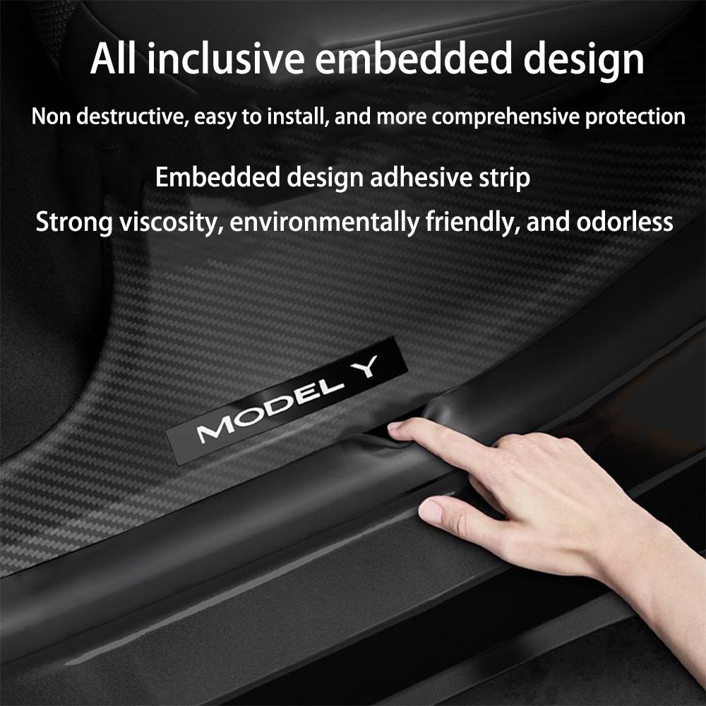 ALO1 2 4 8Pcs For Tesla Model Y Juniper 2025 ABS Front Rear Door Sill Protector Threshold Strip Anti-kick Guard Panel Waterproof Pad