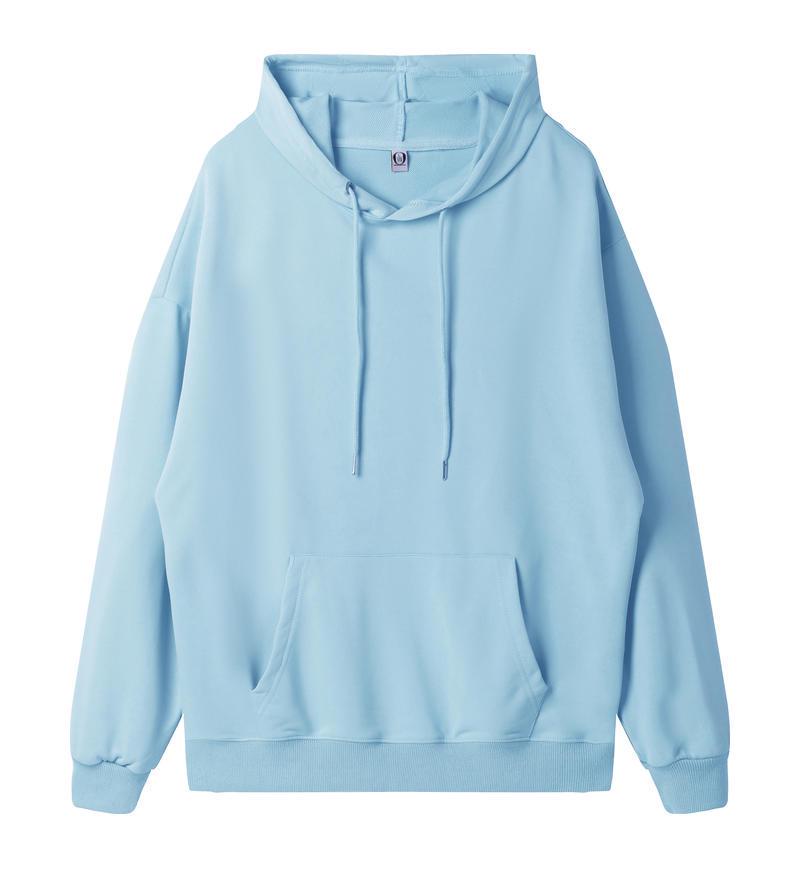 Loose Oversized Drop Shoulder Hooded Pullover Sweatshirt with Pocket - Solid Color, European Size, Customizable Design