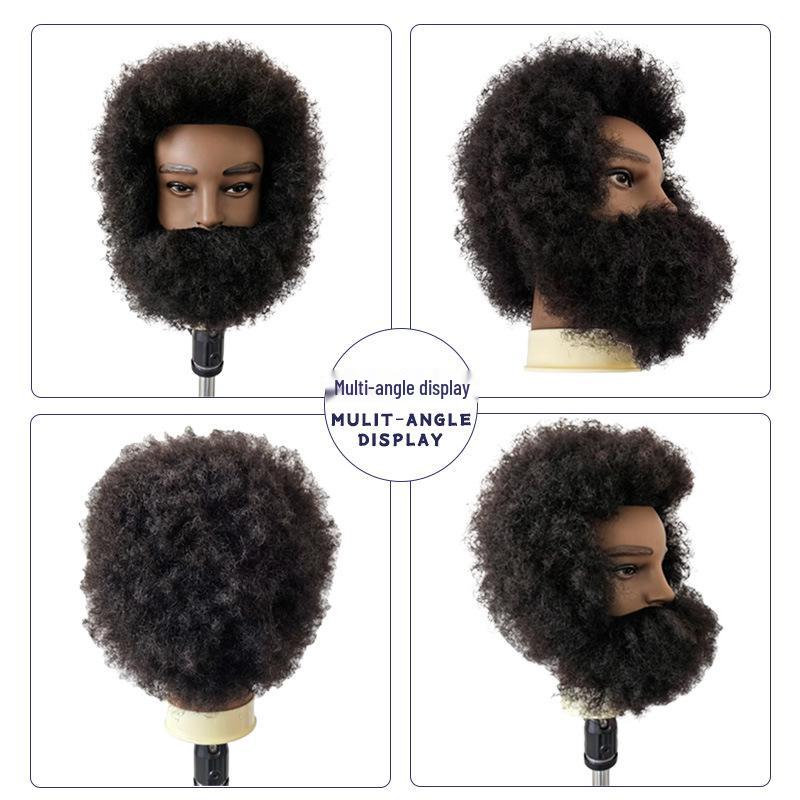 Men's Real Hair Beard Model Head for Styling and Practice