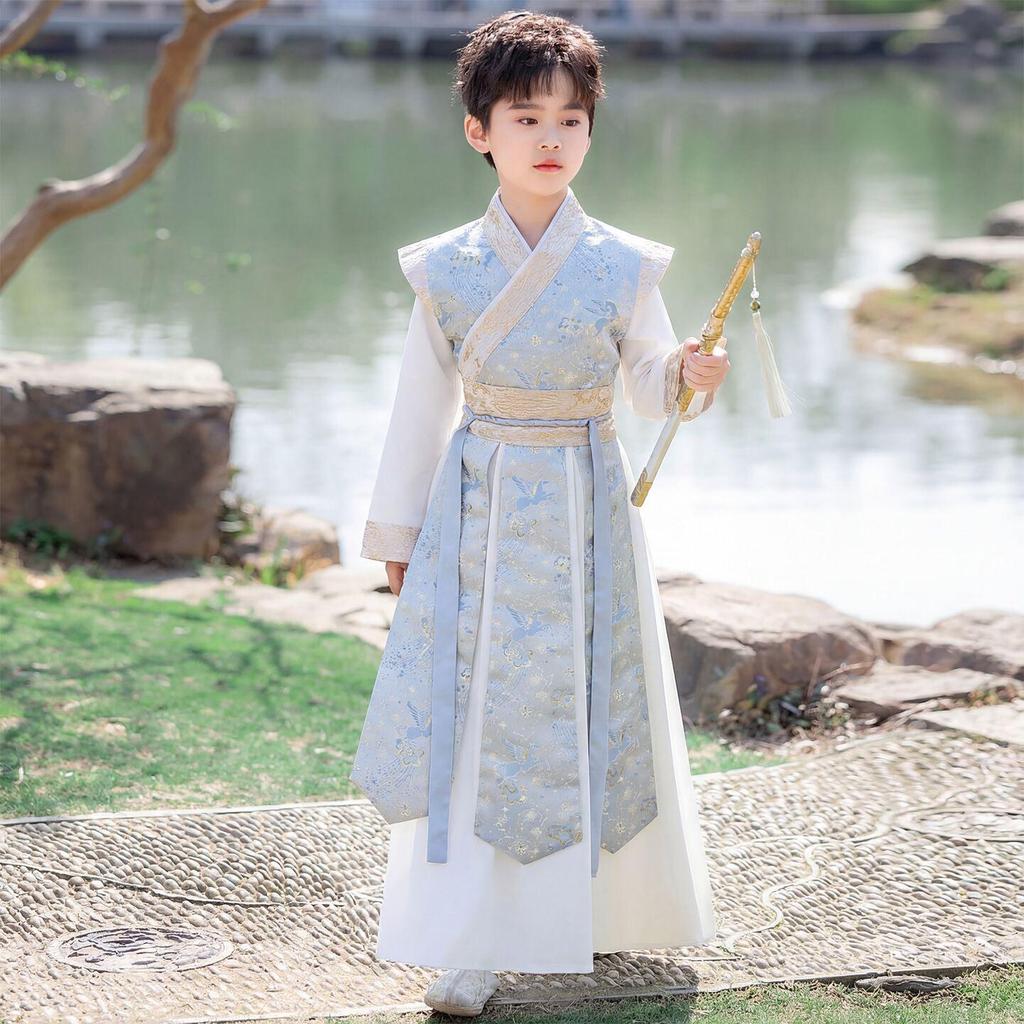 Boys' Hanfu Spring 2026: New Chinese-Style Tang Suit for Children - Handsome Ancient Costume