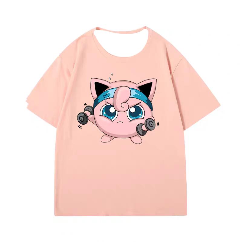 

Poké mon Jigglypuff Fitness Short-sleeved T-shirts for men and women in the second summer tide brand couple clothes. XS