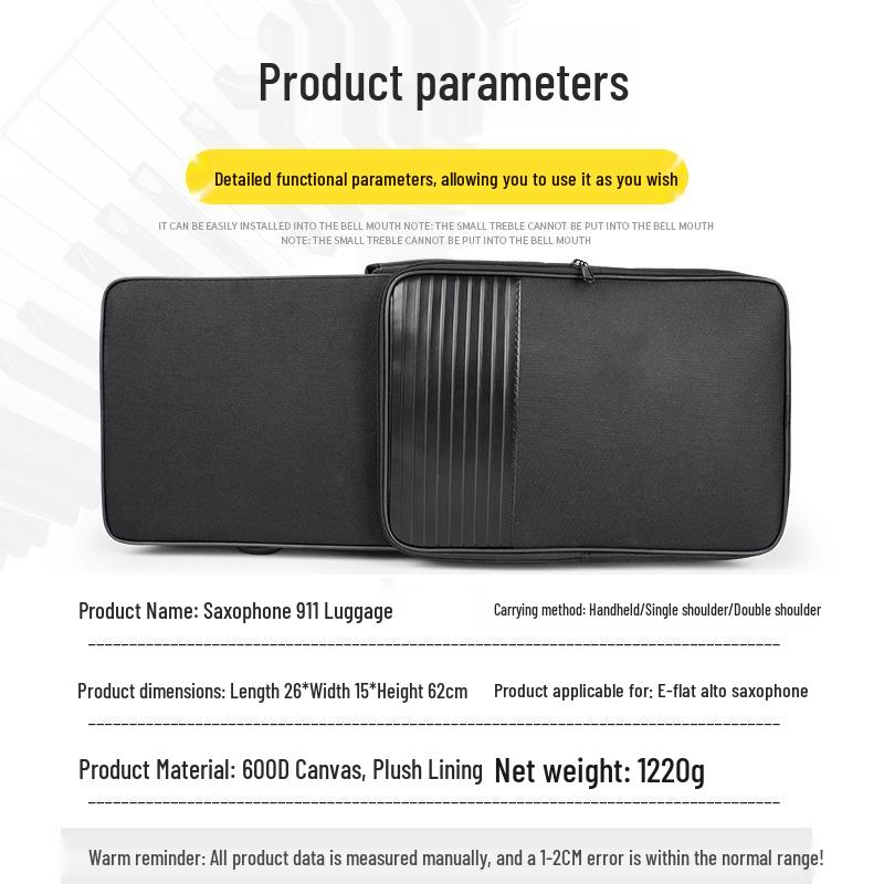 Portable Alto Saxophone Case - Shockproof, Drop-Proof Backpack with Single Shoulder and Handheld Options