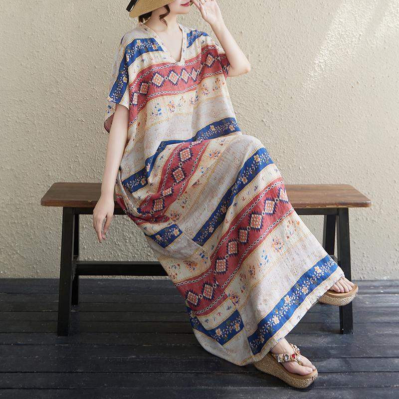 Dimanaf Abito Estivo Taglie Forti 2025 Basic Donna Casual Largo Vintage Nuovo Lungo Oversize Fiori Abito Maxi