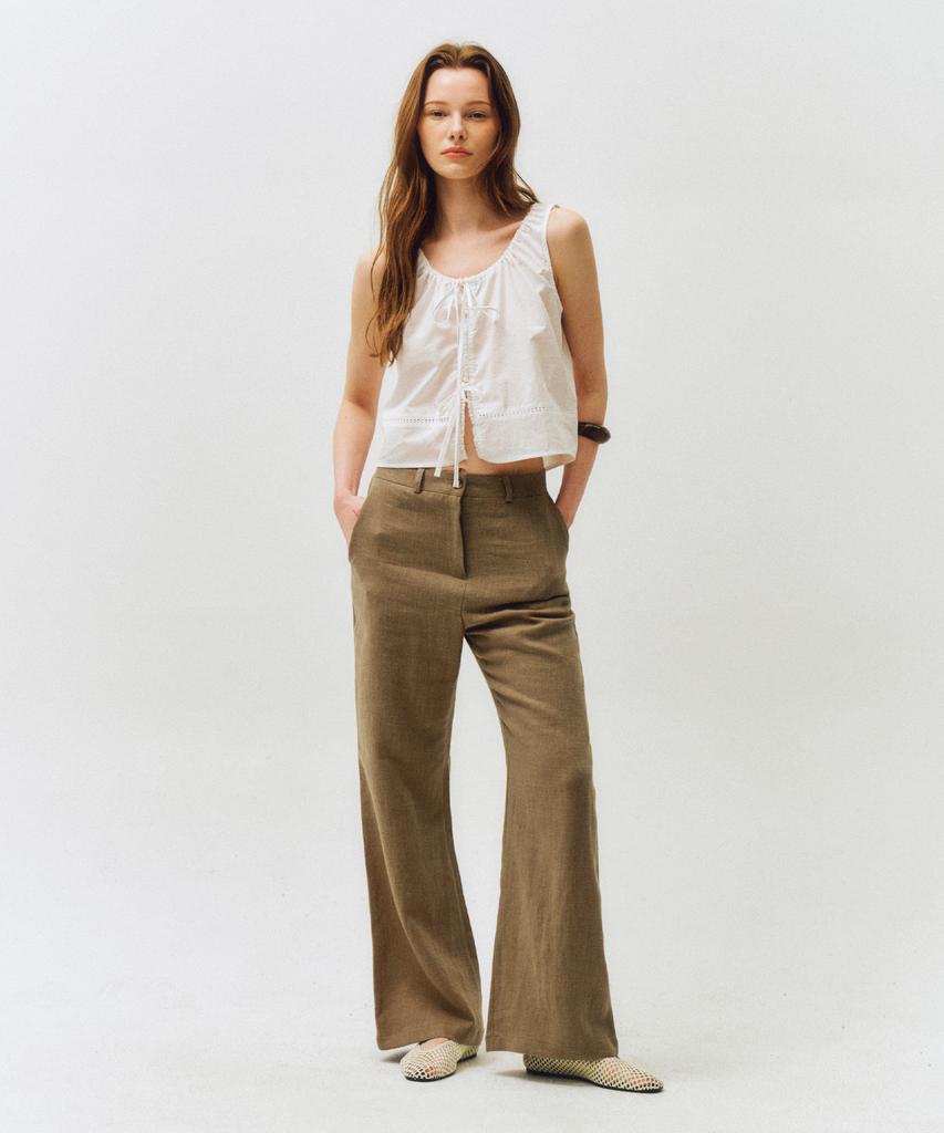 CITTA Classic Loose Fit Linen Bootcut Pants_Ctb546 (Brown)