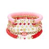 Modisches Armband für Damen mit Herzanhänger, mehrreihig, mit Soft-Clay-Perlen, zum Verschenken
