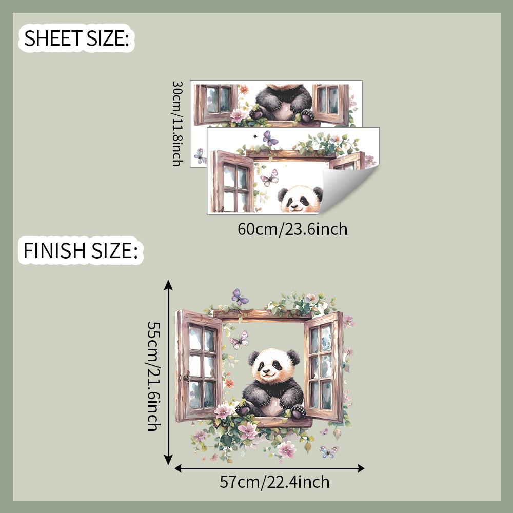 

Креативное фальш-окно Панда Бабочка Спальня Гостиная Дом Фон Украшение Наклейки на стену