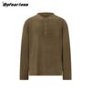Unisex Retro Wool Henley Long Sleeve T-Shirt - Loose Fit Autumn Base Layer