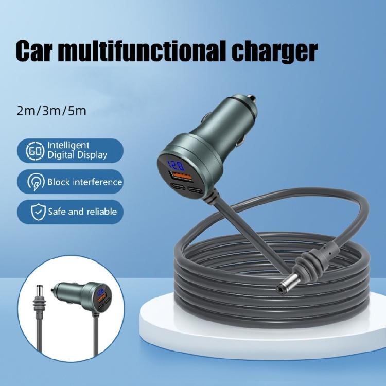 Compact Multi Port Car AC adapter Cable With Quick charging 3.0 And Real Time Potential Detection System