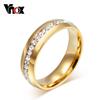 Vnox Bling crystal wedding ring for women 6mm stainless steel engagement female finger Jewelry
