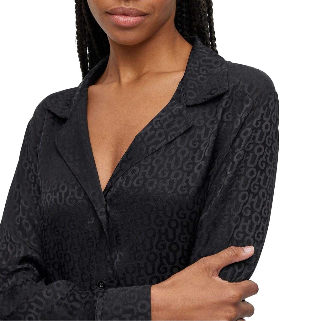 Hugo Womens/Ladies Satinoir All Over Logo Long Pyjama Set