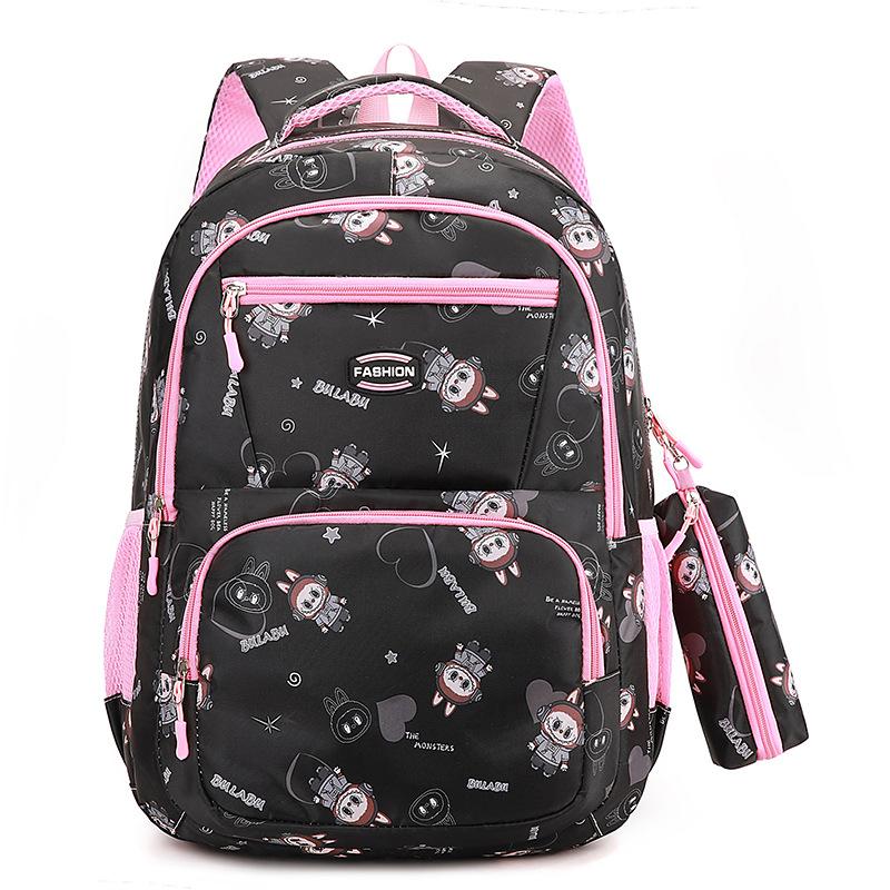 New cartoon cute backpack for primary and secondary school students, large capacity and lightweight schoolbag, leisure travel backpack