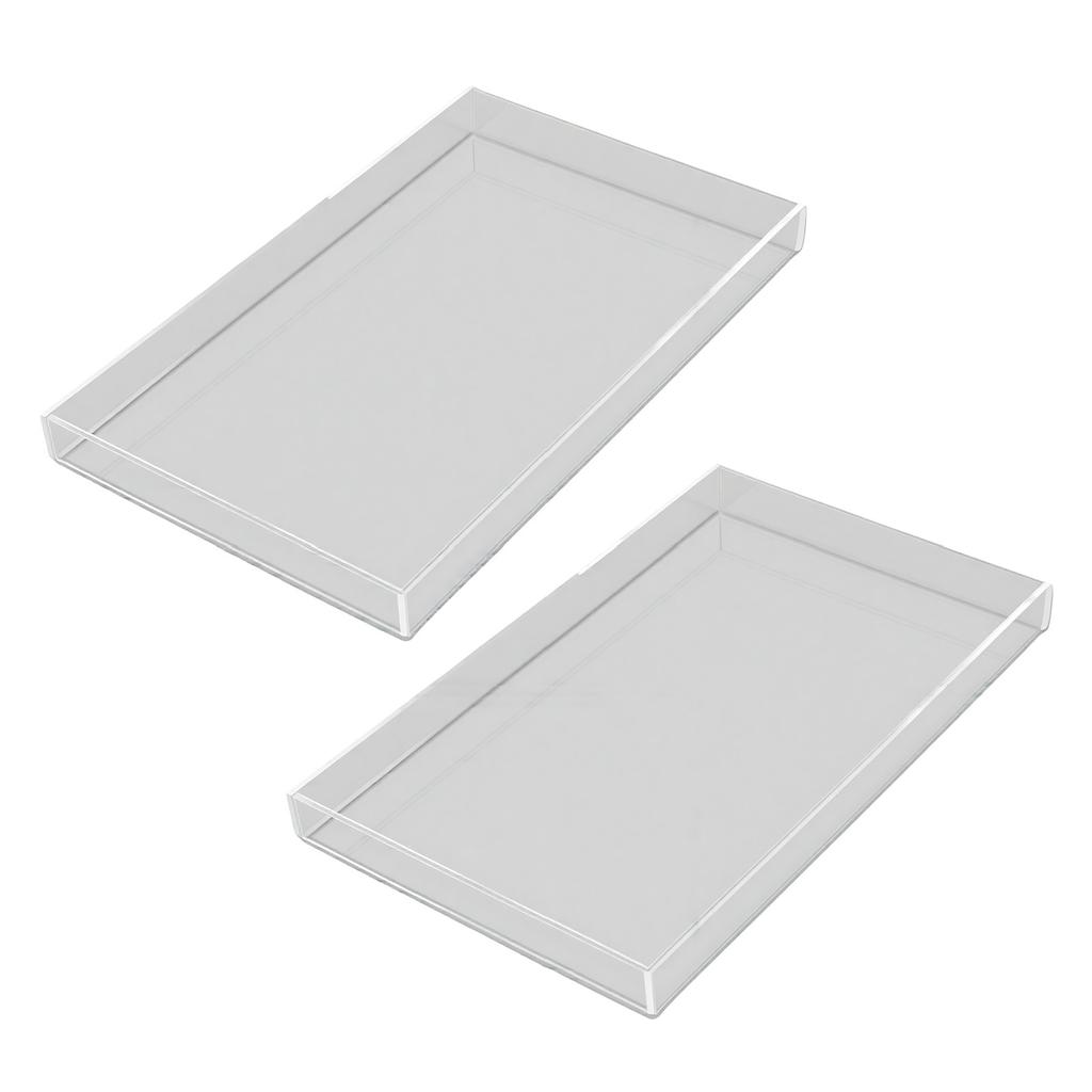 2pcs Acrylic Bathroom Tray for Counter Handmade Clear Trays Sturdy Organizer for Cup Sponge Soap Plant Cosmetic Perfume