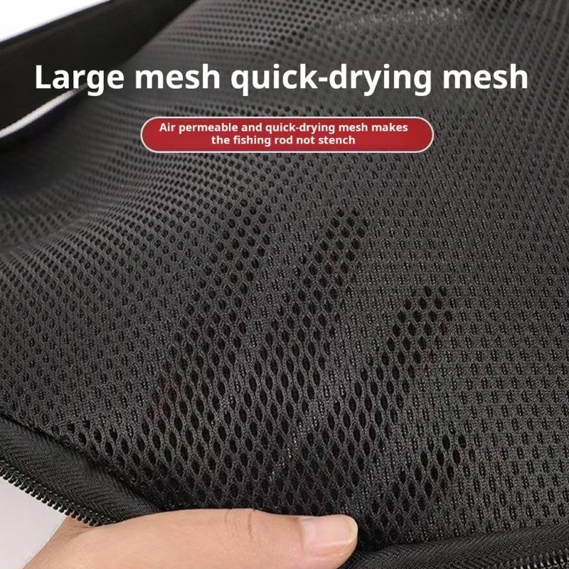 Fishing Poles Gear Tackle Tool Bag Folding Fishing Rod Reel Protective Pouches Breathable Meshes Storage Bag Easy to Use