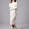 GMXIA Women's High Neck Knit Dress Autumn and Winter New Loose Inside-out Solid Color Thin Sweater Dress