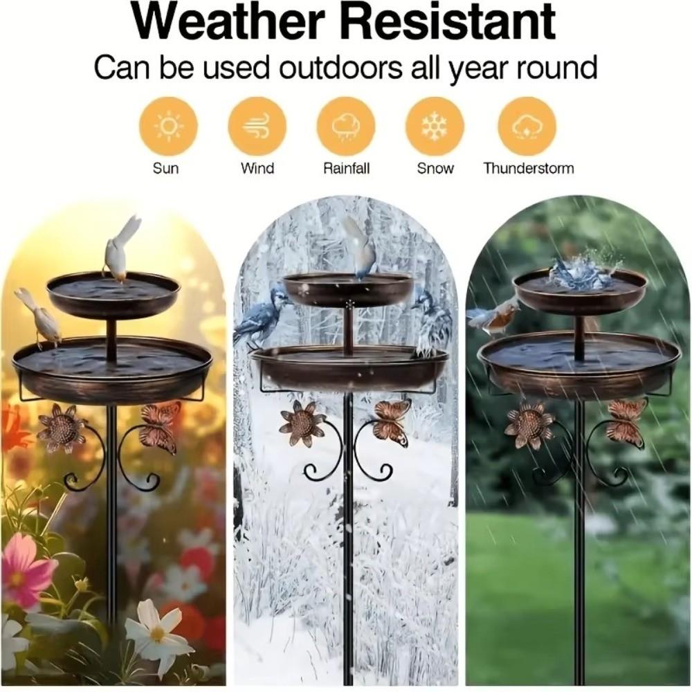 Dual-Layer Design Bird Bath Feeder Set Metal Outdoor Bird Bath New Metal Bird Bath For Garden