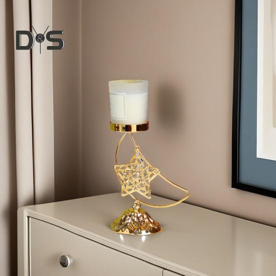 Eid Ramadan Moon Shape Candle Holder Rustproof Corrosion Resistant Candlestick Holder Ramadan Centerpiece Decoration
