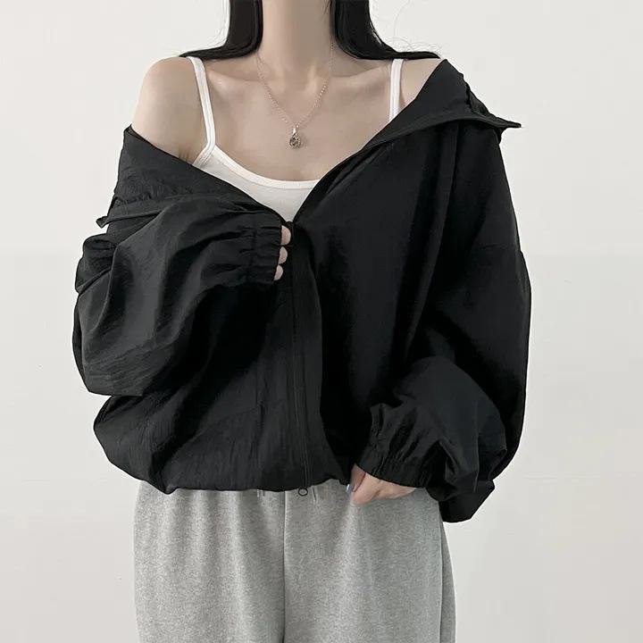 Autumn Loose Casual Short Cardigan Korean Chic Solid All Match Kpop Sweatshirts Zippers Long Sleeve Hoodies Women