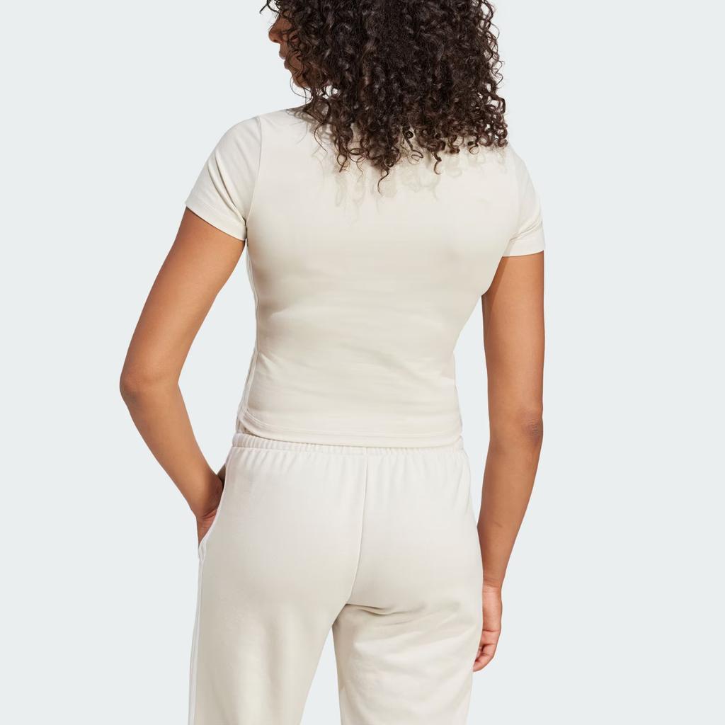 Adidas Essentials 3-Stripes Slim Fit Short Sleeve Sports T-Shirt Women Tops Miracle-Kaolin-Brown White JE1247