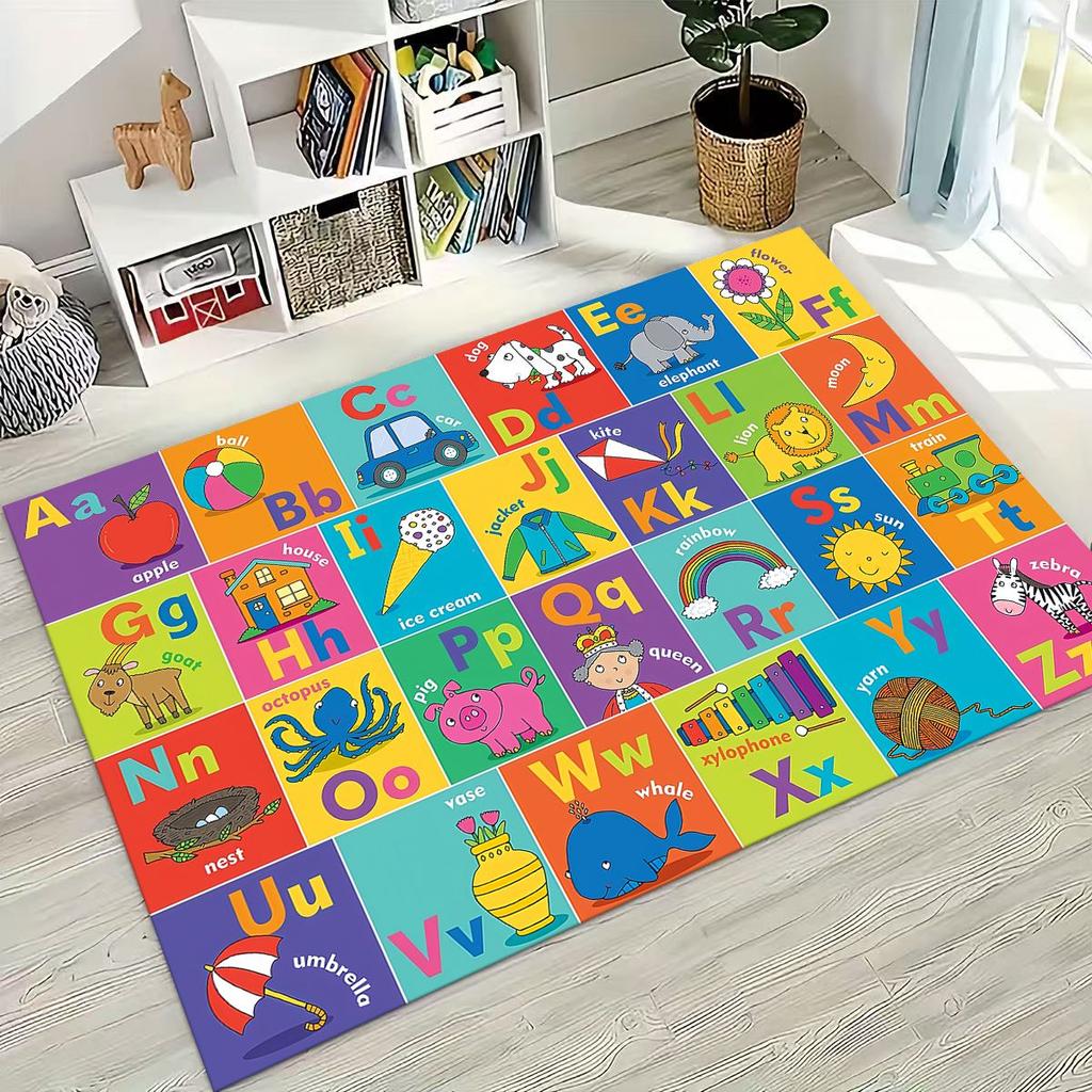 ABC Animal Alphabet Cartoon Early Educatio Children Crawling Playroom Rug for Bedroom Living Room Sofa Doormat Decor,Non-slip