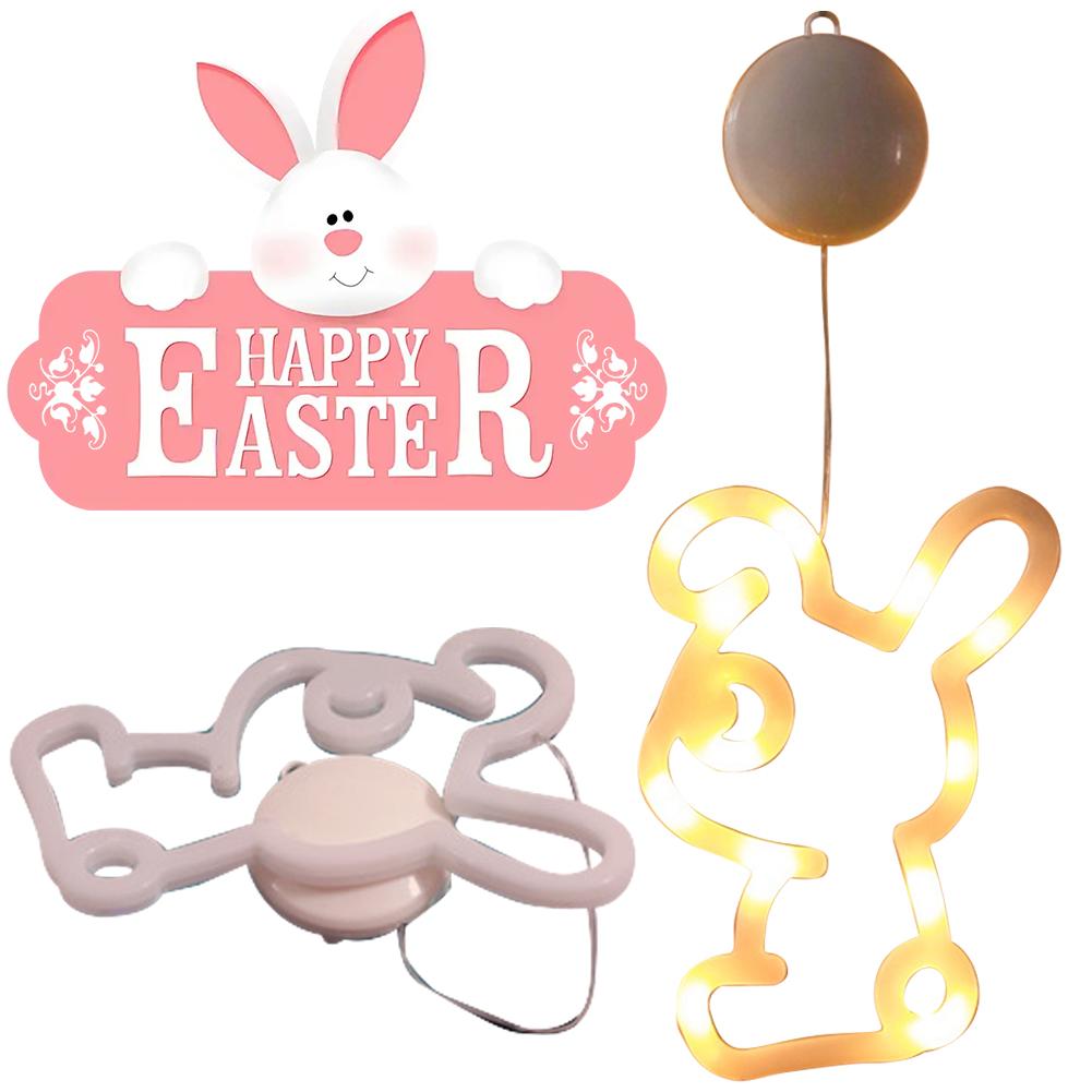 1-4PCS Easter Window Light Bunny Eggs Hanging Light Festival Indoor Atmosphere String Lights For Easter Window Decoration 2025
