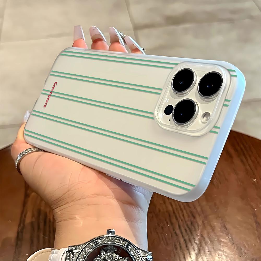 

Green Vertical Stripes Phone Case For IPhone 17 Case For IPhone 13 16 15 14 12 17 Pro Max XR 7 8 SE Aesthetic Floral Cover Funda iphone 11 Pro