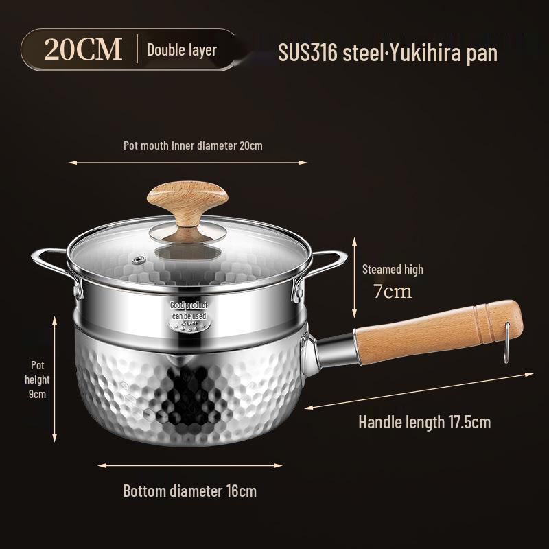 Unbeschichtete Edelstahl Yukihira Milchpfanne – Babynahrung & Ramen-Suppentopf