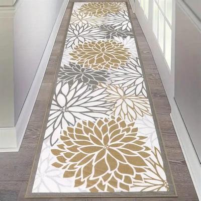 Alfombra Pasillo con Flores para Interiores y Exteriores Alfombra Antideslizante Sala de Estar Lavadero Cocina Felpudo Decoración del Hogar