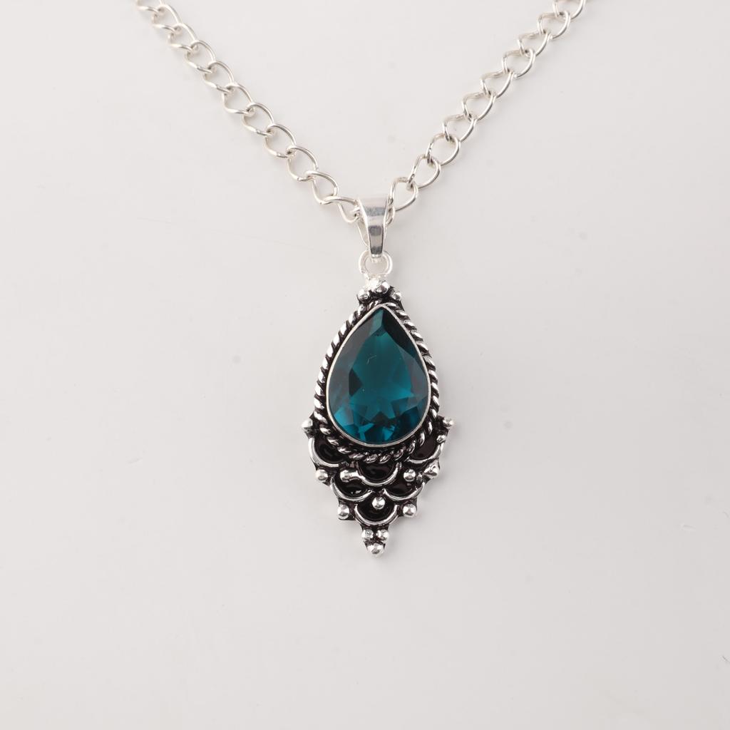 Pietra Preziosa Apatite Argento Sterling 925 Gioiello Fatto a Mano Ciondolo 1,5" Per Regalo PP-70-1